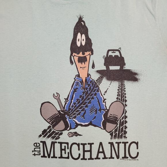 Vintage 80s Funny Mechanic Shirt Large 21x27 Faded - Picture 16 of 16